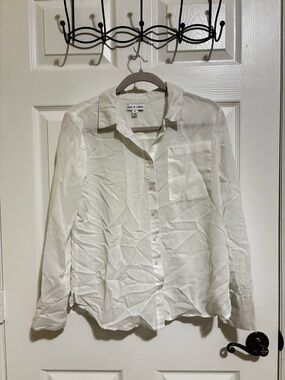 White Button-Down Shirt with Subtle Stripe